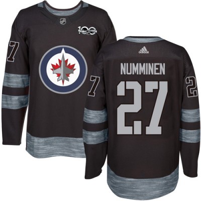 Adidas Winnipeg Jets #27 Teppo Numminen Black 19172017 100th Anniversary Stitched NHL Jersey